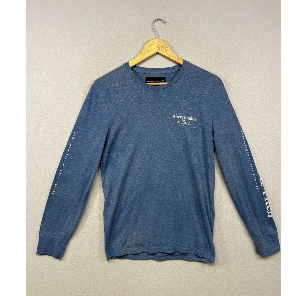Abercrombie & Fitch Heritage Graphic Mens XS Blue Long Sleeve Slub Tee